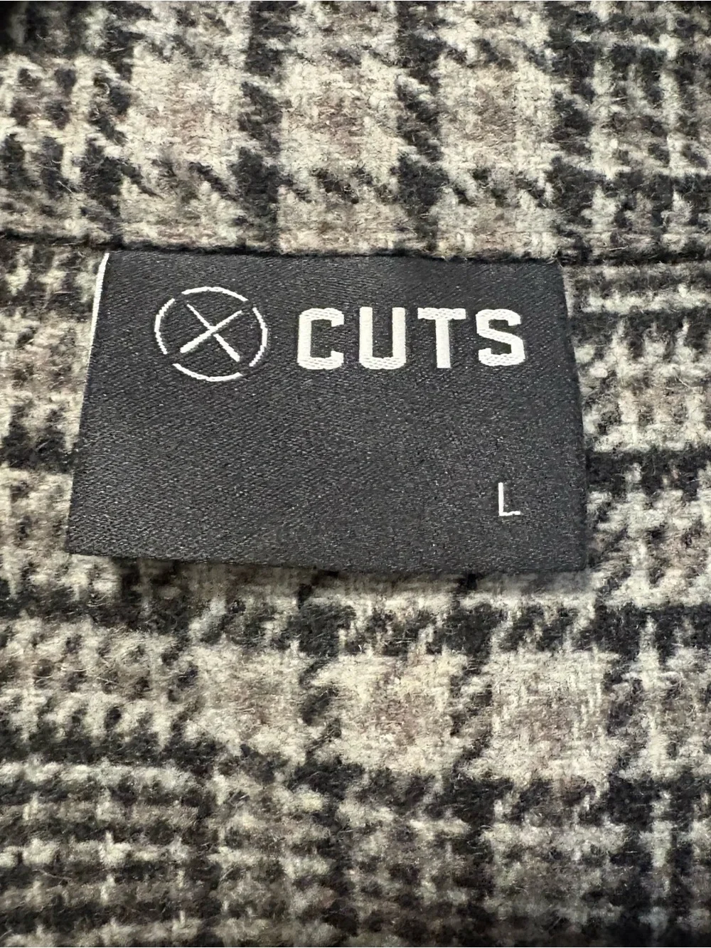 Cuts Clothing Men’s Black and Gray Glen Plaid Wool Blend Premium Shirt Jacket; L